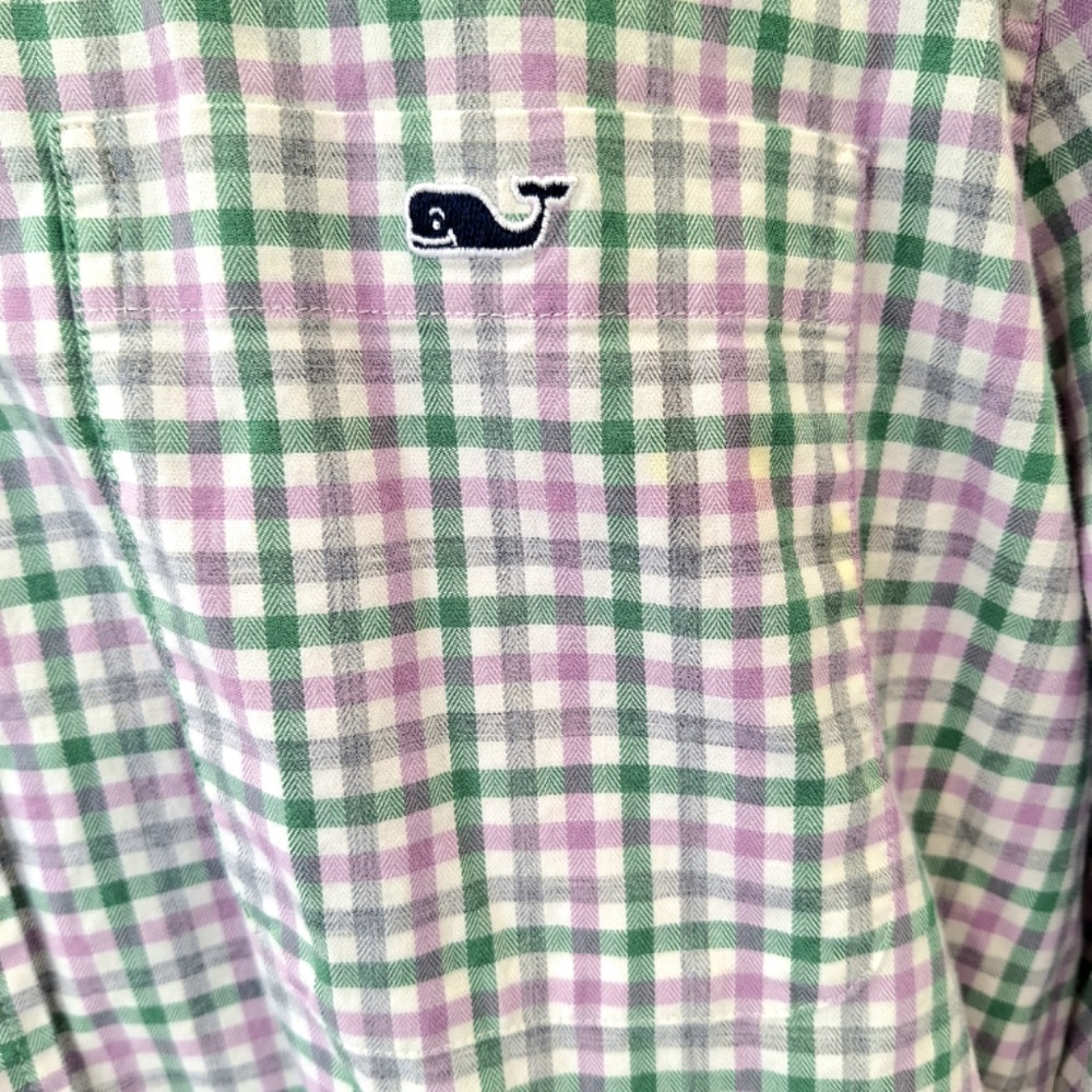 Vineyard Vines Men's Button-Down Shirt – Size XL – Green & Purple Plaid - Picture 3 of 8